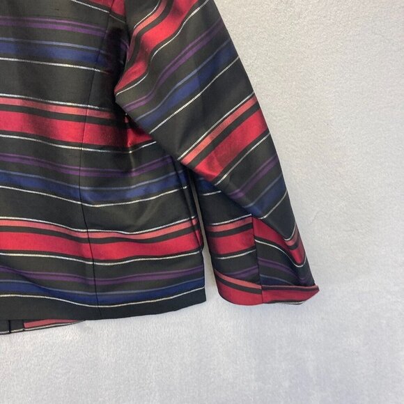 TALBOTS Silk Holiday Blouse Size 16WP 16P Petite Striped Sparkly Button Up Top - Picture 13 of 14